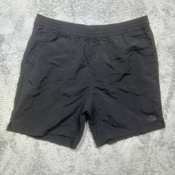 North Face Shorts Mens L Black Pull On Adventure Drawstring Trunks Hiking Nylon - Picture 1 of 13
